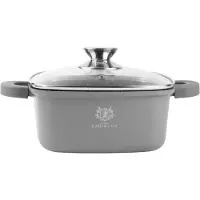 Karl Hausmann GRANT 6,5 L Granittopf Antihaft Kochtopf Aluminium Quadratisch mit Glasdeckel