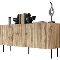 Mirjan 24 Kommode Jungle 152, Sideboard mit 3 Türen, Highboard mit Metallfüße, Griffloses Öffnungssystem push to open (Farbe: Wotan)