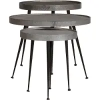 Syfax Couchtisch 3 Stk. Silbern Holzwerkstoff