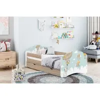 Happy Babies Kinderbett Mobi - Mit Matratze & Schublade und Rausfallschutz, 80x160, Mädchen Kinderbetten & Jungen, Jugendbett für Bodentief Ausziehbett Kleinkind,