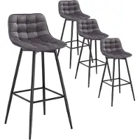 Woltu Barhocker 4er Set Designer Barstuhl Hocker Tresenhocker Bistrohocker mit Fußstütze Samt Metall Dunkelgrau