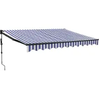 Syfax Elektrische Markise mit Kurbel Blau und Weiß 3,5x2,5 m