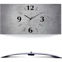 ARTland Wanduhr, gebogen Quarzuhr - schwarzer Zeiger Grauer Betonoptik Größe: 50x25 cm