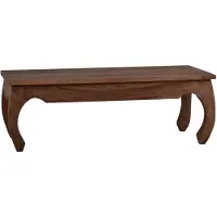 MiaMöbel Couchtisch Colombo 90x45 cm Kolonialstil Massivholz Teak Dunkelbraun