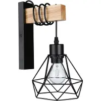 MasterLed Wandleuchte - E27 - Schwarz mit Holz - skandinavisches Design für Wohnzimmer & Flur