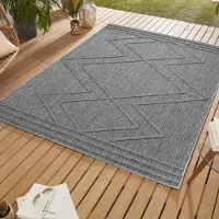 Ayyildiz Hali Outdoor Teppich Teppiche im skandinavischen Stil Küche Balkon Terrasse Garten Picknick , Größe : 120 cm x 170 cm , Farbe : Grau-4