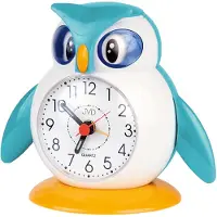 JVD SR51.5 Wecker Kinderwecker Quarz analog Eule weiß türkis für Kinder