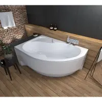 ECOLAM Badewanne Wela 170x100 cm links Eckbadewanne + Schürze Acryl Antirutsch Acrylwanne Qualitätswanne Ablaufgarnitur Silikon Füße Set