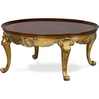 Casa Padrino Luxus Barock Couchtisch Braun / Antik Gold - Runder Massivholz Tisch im Barockstil - Handgefertigte Barock Wohnzimmer Möbel - Edel & Prunkvoll