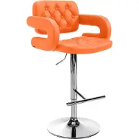 CLP Barhocker Dublin Mit Kunstleder-Bezug I Höhenverstellbar, Farbe: orange, Gestellfarbe: chrom