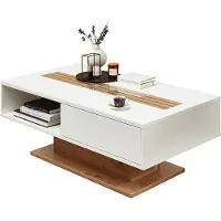 Lomadox Couchtisch in weiß mit Eiche FALLON-55
