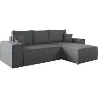 Mirjan 24 Ecksofa Malaga L Cord mit Schlaffunktion und Bettkasten, Eckcouch, Stilvoll Polsterecke vom Hersteller (Farbe: Poso 22, Seite: Rechts)