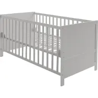 Roba Kombi Kinderbett 70 x 140 - Gitterbett 3-fach höhenverstellbar - 3 Schlupfsprossen - Babybett umbaubar zum Juniorbett - Holz taupe