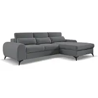 Beautysofa Ecksofa MILAN L - Rechts Eckcouch mit Schlaffunktion & Bettkasten - Dunkelgrau (Sereno694)