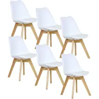 Woltu 6er Set Esszimmerstühle Küchenstuhl Design Stuhl Esszimmerstuhl Kunstleder Holz, Weiß