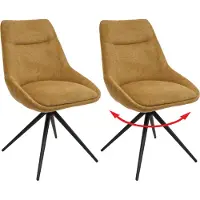 Mendler 2er-Set Esszimmerstuhl HWC-M65, Küchenstuhl Lehnstuhl Stuhl, drehbar Auto-Position Metall Stoff/Textil senfgelb