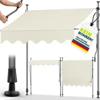 Tillvex Balkonmarkise Gelenkarm Markise Klemmmarkise Sonnenmarkise Balkon ohne Bohren Sand 400 cm