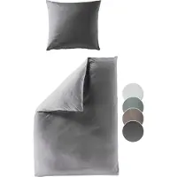 Sleepling liebling - Renforcé Bettwäsche, stein grau, 1 x Bettbezug 155 x 220 cm + 1 x Kissenbezug 80 x 80 aus 100% seidig weicher Baumwolle