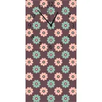 Wallario Design Wanduhr bedruckt, Größe 30 x 60 cm, Motiv: Muster mit grünen und rosa-farbenen Blüten