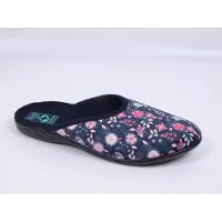 Adanex Damenhausschuhe SARA 29844 blau mit Blumen mit geschlossener Spitze