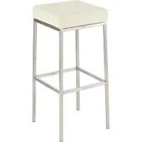 CLP Barhocker Montreal I Gepolsterter Barstuhl mit Kunstlederbezug I Tresenhocker mit Metallgestell, Farbe: creme, Gestellfarbe: edelstahl