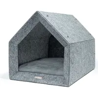 Rexproduct - PetHome 2.0 Hundehütte mit Liegefläche und Dach Biss- und Kratzfest Gute Schalldämmung Umweltfreundlich Größe S Hellgrau und grau