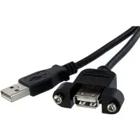 StarTech.com .com 30cm USB A auf A Blendenmontage Kabel - Bu/St, 0,3 m, USB A, USB A, USB 2.0, Stecker/Buchse, Schwarz