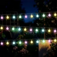 Spetebo LED Lichterkette 290 cm für Außen und Innen 30 mini Kugeln mit Timer - soft bunt - Kugellichterkette batteriebetrieben mit 8 Funktionen