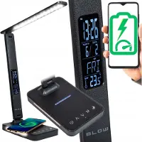 BLOW Nachtlampe für den Schreibtisch, Zeichenlampe, Wecker, induktives Qi-Ladegerät 10W
