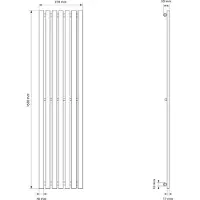 LuxeBath Design Paneelheizkörper Stella Mittelanschluss 370 x 1800 mm Weiß mit Anschlussgarnitur Thermostat Universal Eck & Durchgang, ohne Heizstab