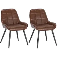 Woltu 2er-Set Esszimmerstühle Polsterstuhl Kunstleder Akzentstuhl mit Rückenlehne : Braun Farbe: Braun