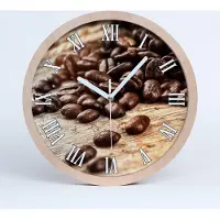 Tulup Holzuhr 25fi cm wanduhr - weiße Spitzen - Kaffeebohnen