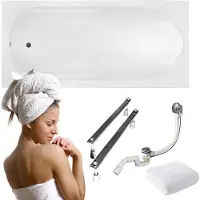 For you Aqua | Badewanne - Besco Badewanne Rechteckig Bona - 140 x 70 Cm - Antibakterielle Beschichtung - Mit Siphon Und Füßen