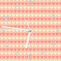 Wallario Design Wanduhr Muster Herzen in beige und rot aus Echtglas, Größe 20 x 20 cm