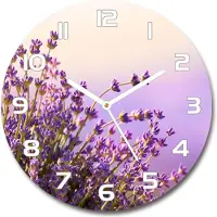 Tulup Wanduhr aus Glas 30fi Glasbild Glasuhr Gehärtetes Glas - weisse-zeiger - Lavender