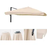 Mendler Ersatz-Bezug für Luxus-Ampelschirm HWC-A96 mit Flap, Sonnenschirmbezug, 3x3m (Ø4,24m) Polyester creme
