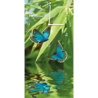 Wallario Design Wanduhr Schmetterlinge in Reflektion aus Echtglas, Größe 30 x 60 cm