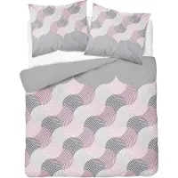 Detexpol Bettwäsche, Flanellbettwäsche, warm, für den Winter 200x220 5631b Rosa geometrische Muster