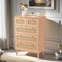 UnboxG Kommode Sideboard mit 5 Schubladen Arbeitsplatte Ablage Schrankf Aufbewahrungsschrank im Boho-Stil Schubladenschrank für Wohnzimmer Schlafzimmer Flur 60 x 24 x 91 cm