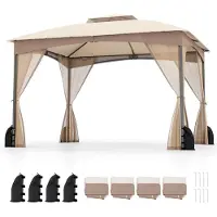 Northix Outdoor-Pavillon 3,6 x 3 m mit Moskitonetz und Sandsäcken