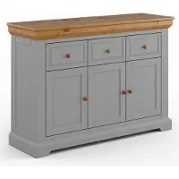 Feldmann-Wohnen Kommode Marone Elite Sideboard Massivholz geölt Ausführung wählbar,131,5cm,grau / Kiefer Natur