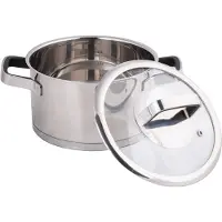 Topfann Edelstahl Topf 5L Kochtopf Ø 24 cm Suppentopf Induktion Universaltopf mit Glasdeckel