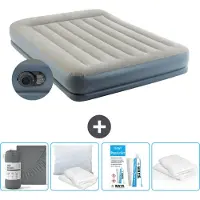 Intex Luftbett - 2 Personen - 152 x 203 x 30 cm - Grau - Inklusive Pumpe - Spannbettuch - Küssen - Reperaturset en Kissenschutz