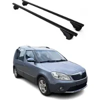 Omtec Dachträger Gepäckträger für Skoda Roomster Praktik 2007-2015 Metall Schwarz 2x