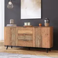 STILVORA TV-Schrank mit verstellbaren Regalen, Aufbewahrungsschrank mit drei Schubladen, für Wohnzimmer Esszimmer Schlafzimmer
