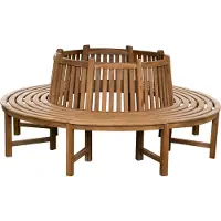 CLP Baumbank Teak 360 Grad Nila witterungsbeständig, Gartenbank rund mit Rückenlehne, Rundbank für Baumumrandung, Holzbank wetterfest, Farbe: braun