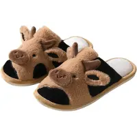 Permani Damen Slipper Warm Weich Hausschuhe SlipOn Schlappen Winter Pantoffeln Braun Gr.40/41
