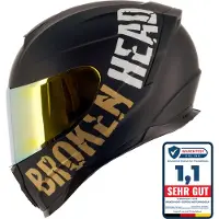 Broken Head BeProud Sport Gold Motorradhelm + Verspiegeltes Visier | Limited Edition : L (59-60 cm) Größe: L (59-60 cm)