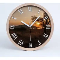 Tulup Holzuhr 25fi cm wanduhr - weiße Spitzen - Sonnenuntergang