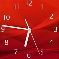 Wallario Design Wanduhr Abstrakte rotes Muster - roter Stoff aus Echtglas, Größe 20 x 20 cm